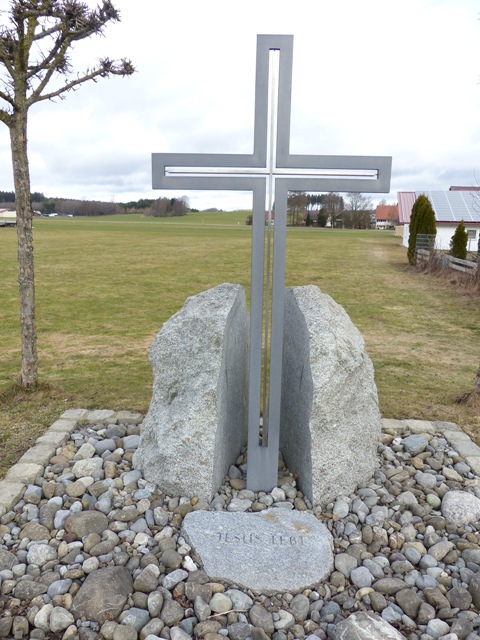 Wegkreuz, Landstrae Mennisweiler, bei Stahlbau Neyer,  2007, erstellt anlsslich des 175-jhrigen Jubilums der Fa. Neyer