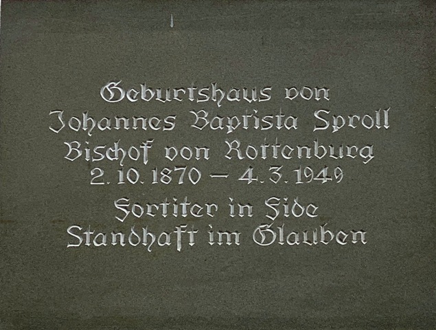 Gedenktafel Geburtshaus Joannes Baptista Sproll