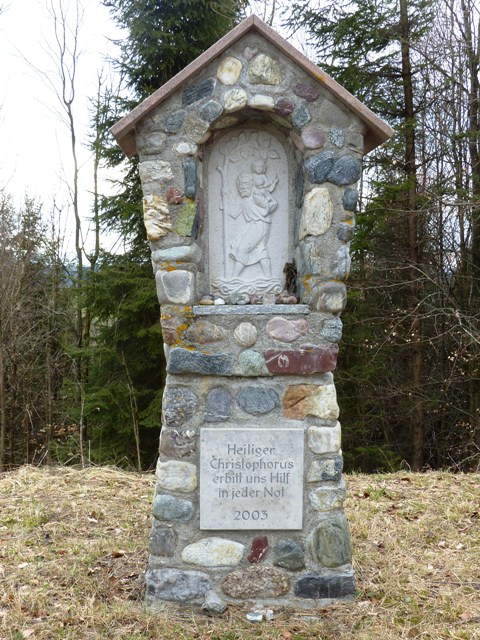 Bildstock Blsiberg, Christophorus, Bildstock von Alois Bareth, Christophorus-Darstellung von Franz Maucher